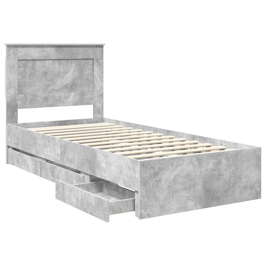 Bedframe met lade Beton Grijs 75 x 190 cm Ingenieurshout