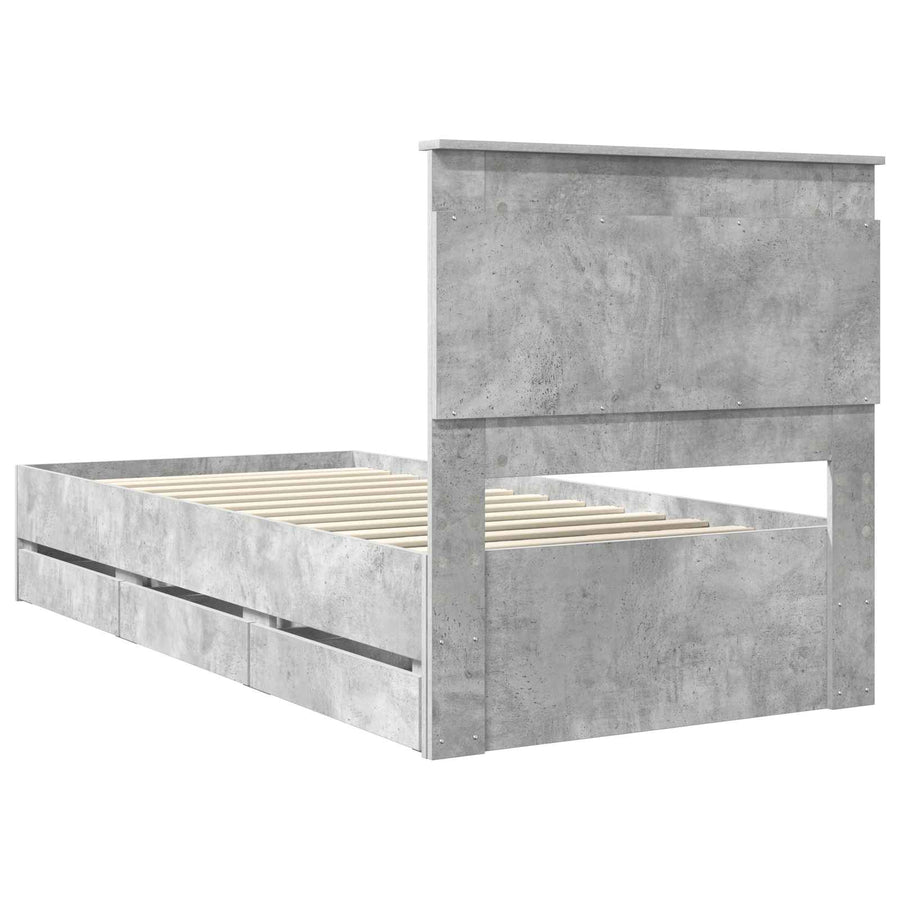 Bedframe met lade Beton Grijs 75 x 190 cm Ingenieurshout