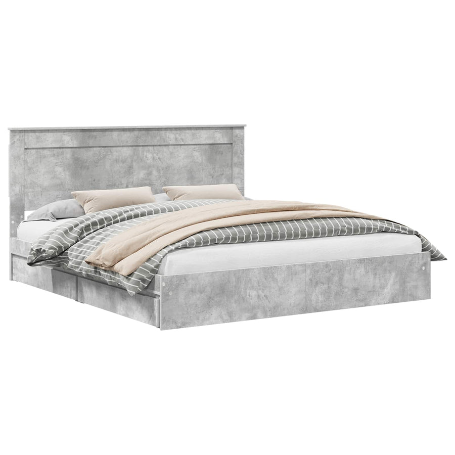 Bedframe met lade Beton Grijs 200 x 200 cm Bewerkt hout