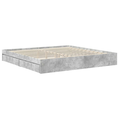 Bedframe met lade Beton Grijs 200 x 200 cm Bewerkt hout