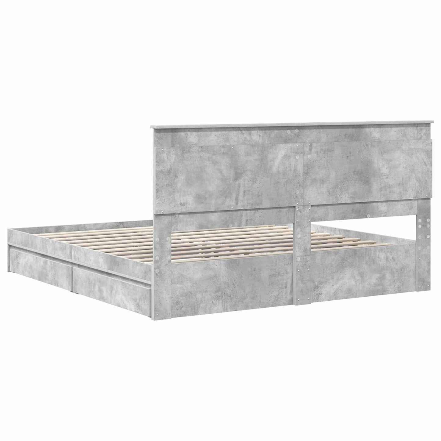 Bedframe met lade Beton Grijs 200 x 200 cm Bewerkt hout