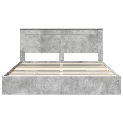 Bedframe met lade Beton Grijs 200 x 200 cm Bewerkt hout