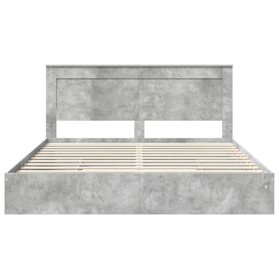 Bedframe met lade Beton Grijs 200 x 200 cm Bewerkt hout