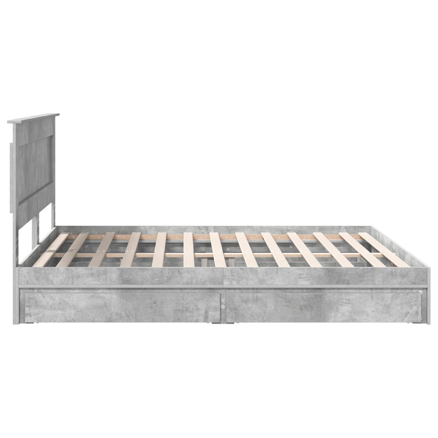 Bedframe met lade Beton Grijs 200 x 200 cm Bewerkt hout