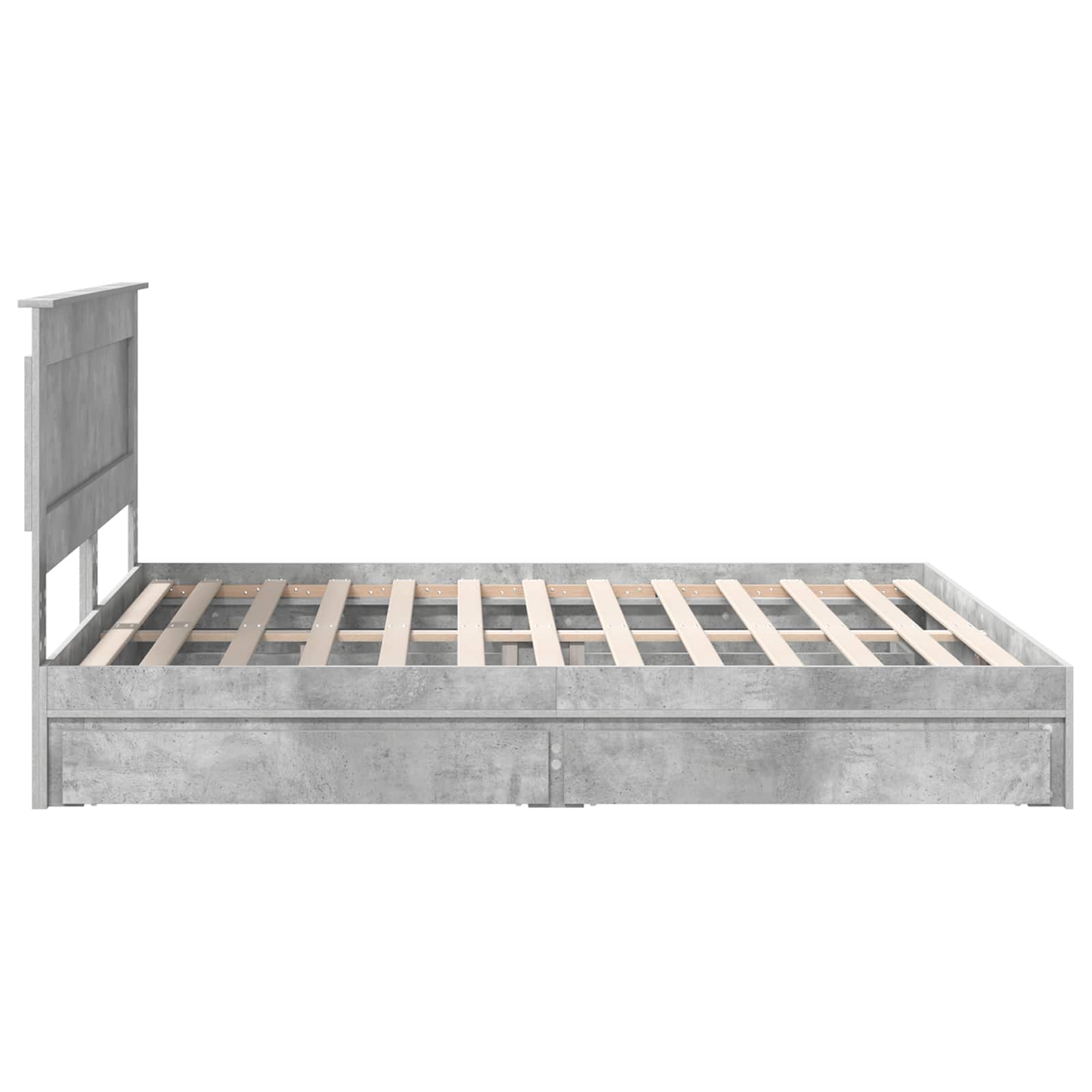 Bedframe met lade Beton Grijs 200 x 200 cm Bewerkt hout