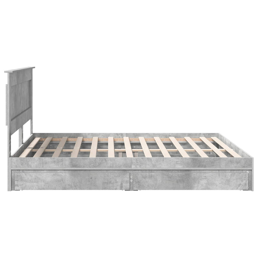 Bedframe met lade Beton Grijs 200 x 200 cm Bewerkt hout