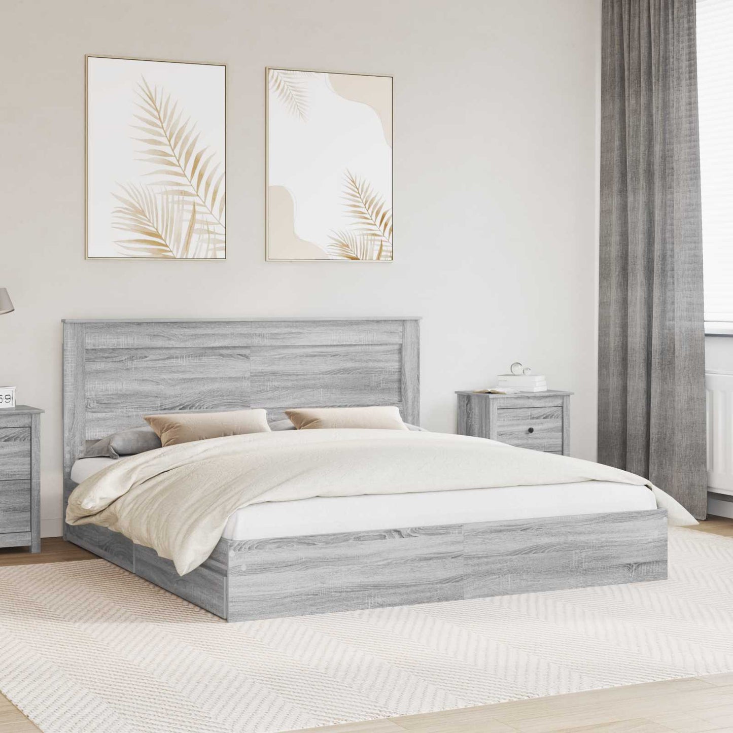 Bedframe met lade Grijs Sonoma 200 x 200 cm Bewerkt hout