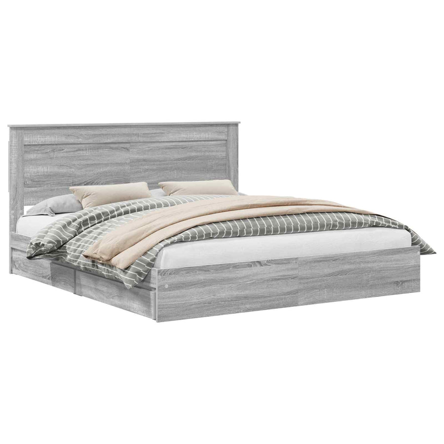 Bedframe met lade Grijs Sonoma 200 x 200 cm Bewerkt hout