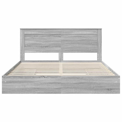 Bedframe met lade Grijs Sonoma 200 x 200 cm Bewerkt hout
