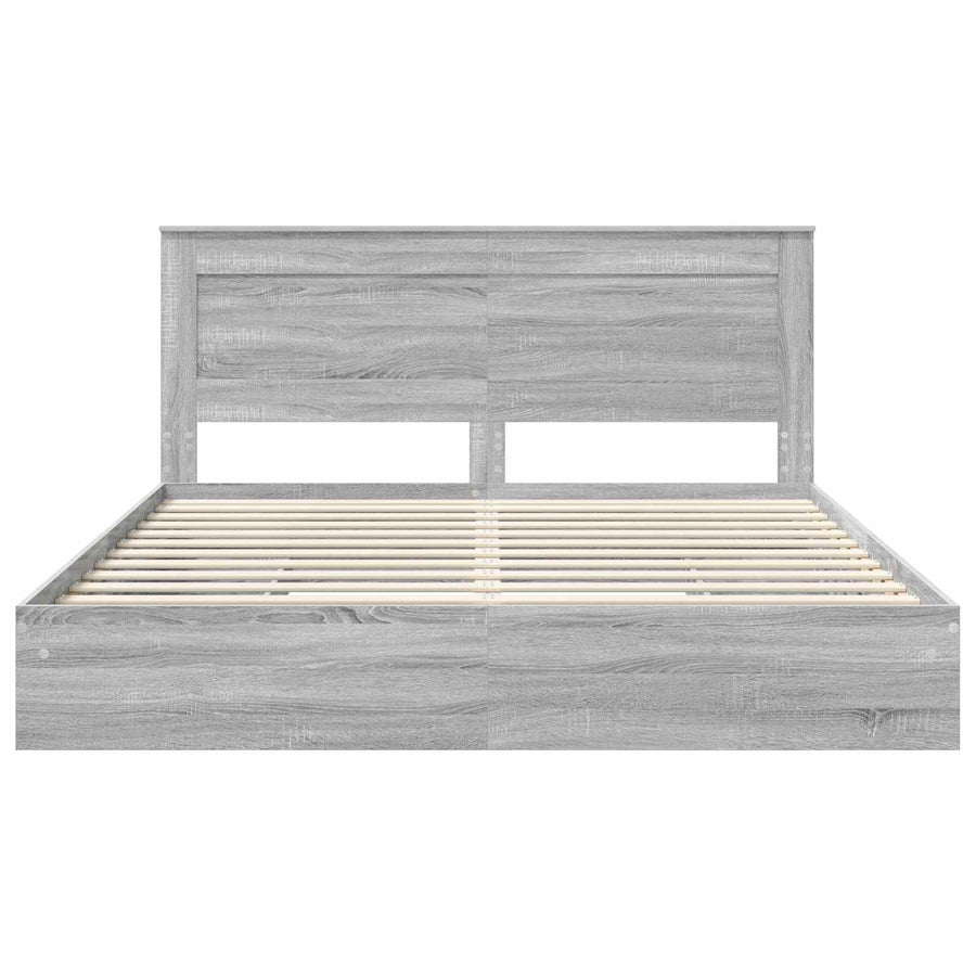 Bedframe met lade Grijs Sonoma 200 x 200 cm Bewerkt hout