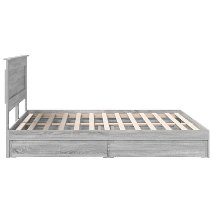 Bedframe met lade Grijs Sonoma 200 x 200 cm Bewerkt hout