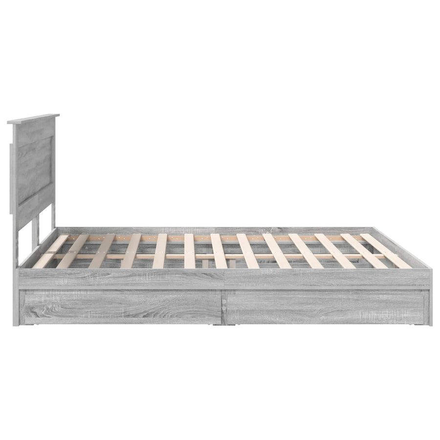 Bedframe met lade Grijs Sonoma 200 x 200 cm Bewerkt hout