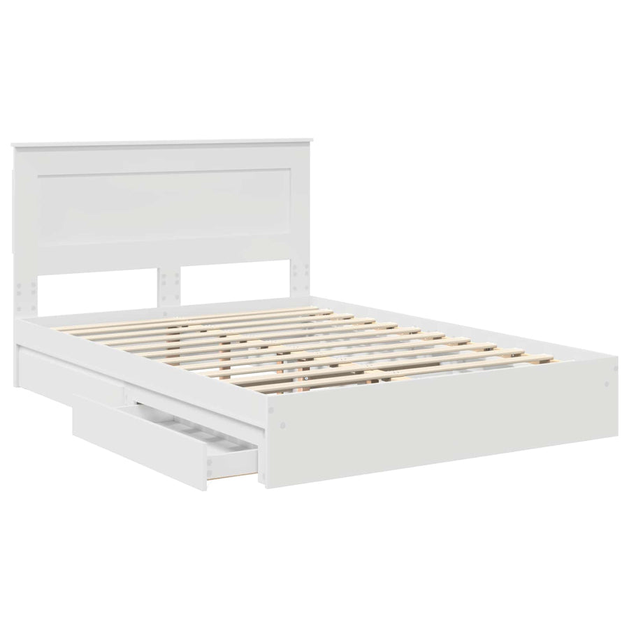 Opslag bed met hoofdeinde Wit 160 x 200 cm Bewerkt hout