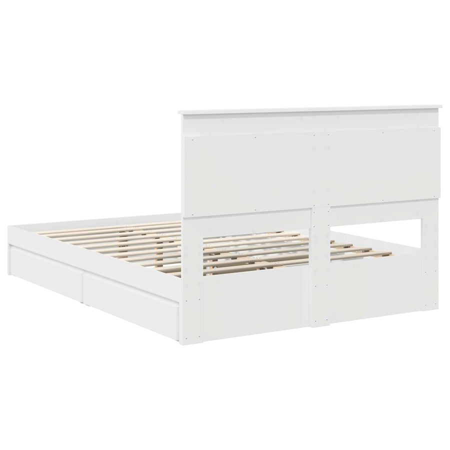 Opslag bed met hoofdeinde Wit 160 x 200 cm Bewerkt hout