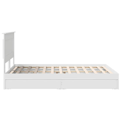 Opslag bed met hoofdeinde Wit 160 x 200 cm Bewerkt hout
