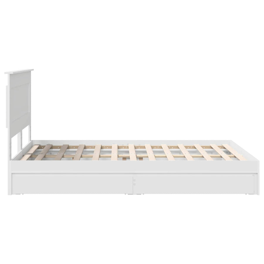 Opslag bed met hoofdeinde Wit 160 x 200 cm Bewerkt hout
