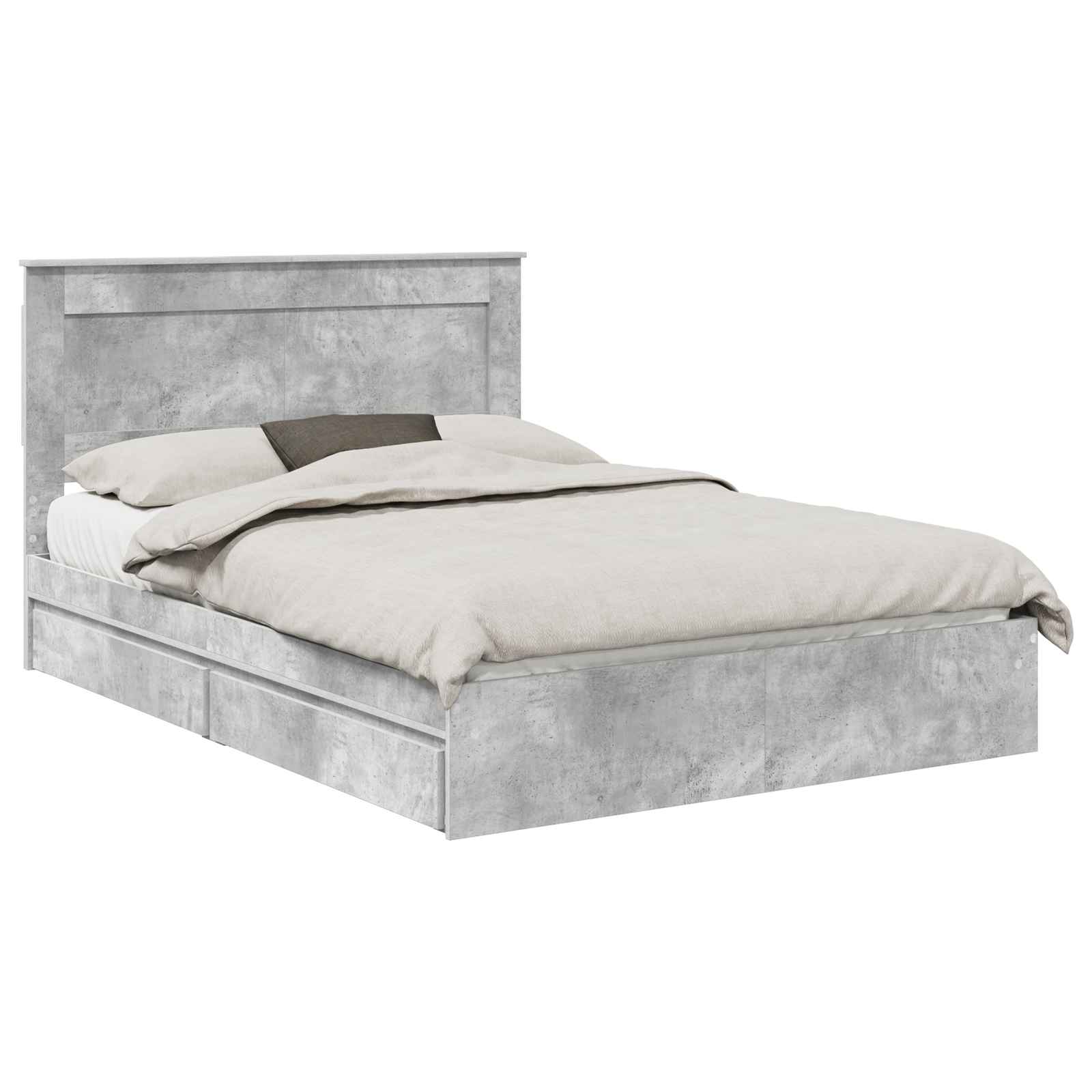 Bedframe met lade Beton Grijs 150 x 200 cm Bewerkt hout