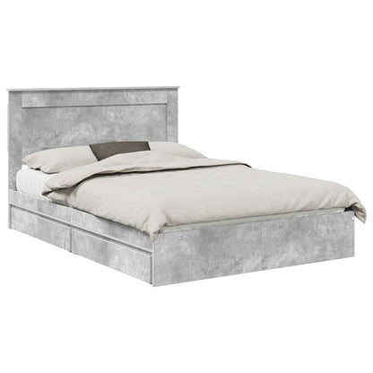 Bedframe met lade Beton Grijs 150 x 200 cm Bewerkt hout