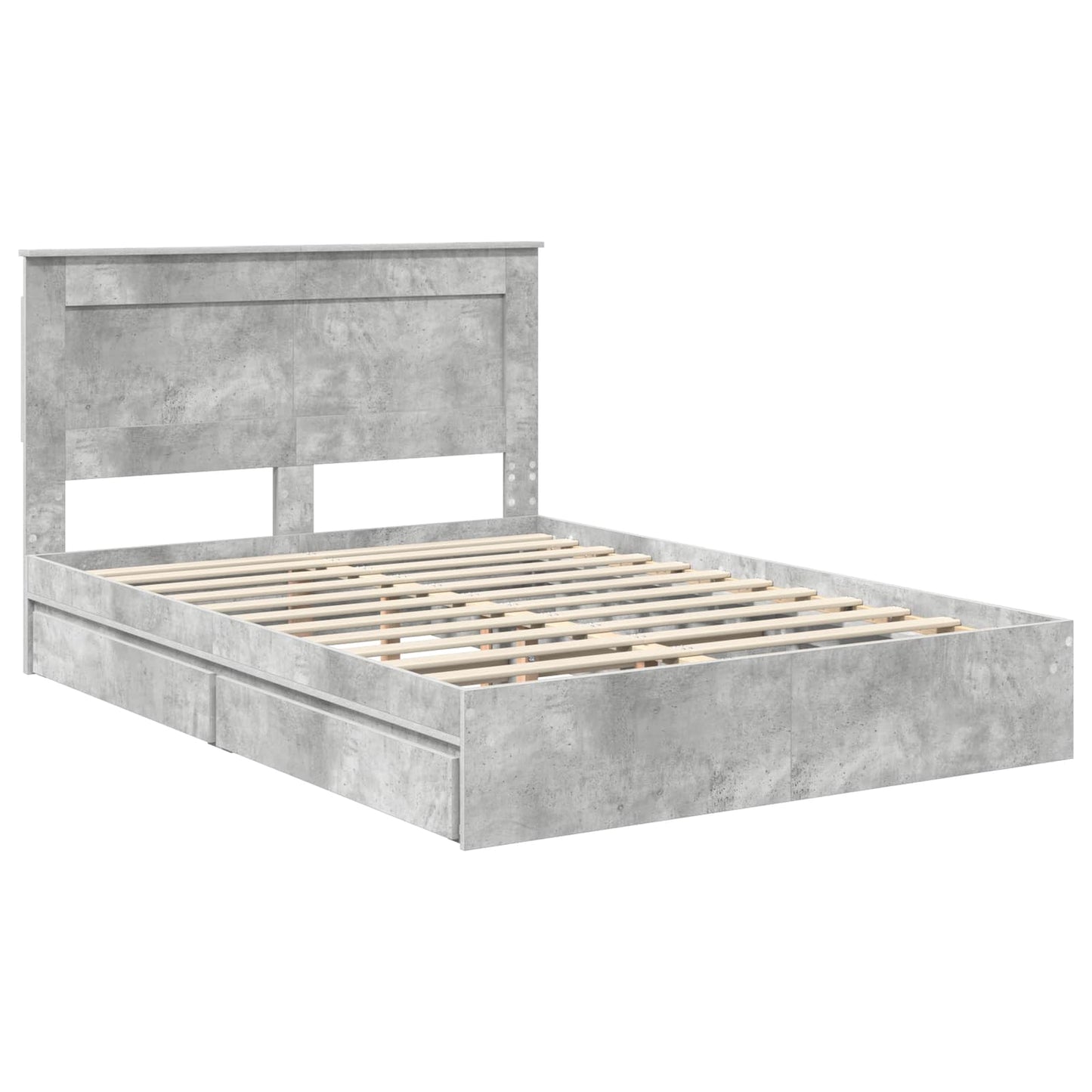 Bedframe met lade Beton Grijs 150 x 200 cm Bewerkt hout