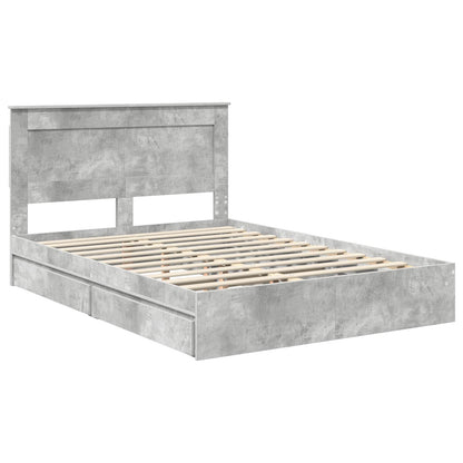 Bedframe met lade Beton Grijs 150 x 200 cm Bewerkt hout
