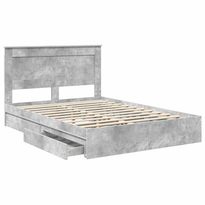 Bedframe met lade Beton Grijs 150 x 200 cm Bewerkt hout