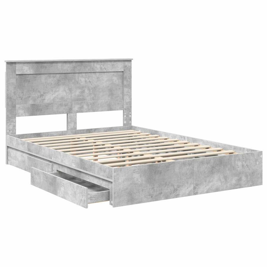 Bedframe met lade Beton Grijs 150 x 200 cm Bewerkt hout