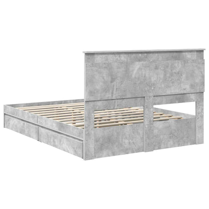 Bedframe met lade Beton Grijs 150 x 200 cm Bewerkt hout