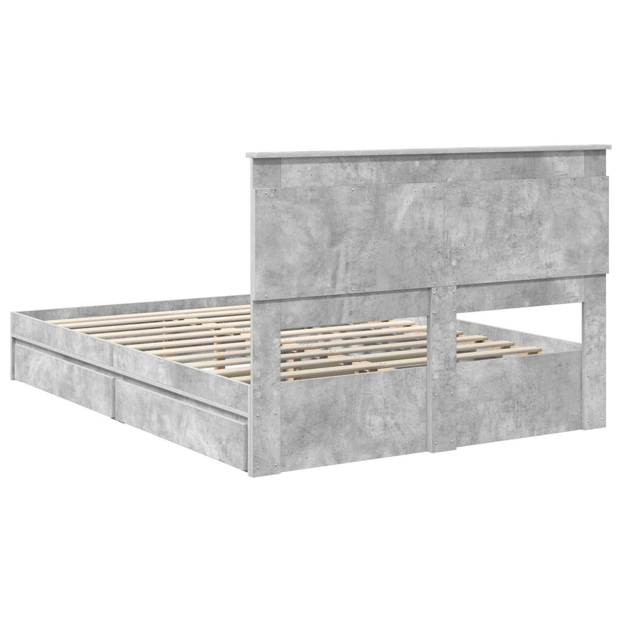 Bedframe met lade Beton Grijs 150 x 200 cm Bewerkt hout