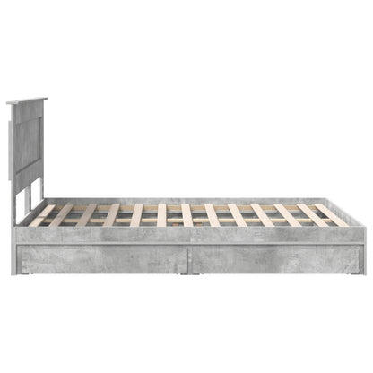 Bedframe met lade Beton Grijs 150 x 200 cm Bewerkt hout