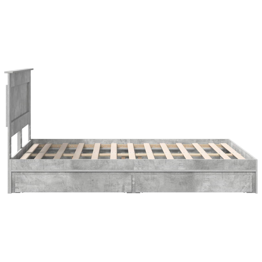Bedframe met lade Beton Grijs 150 x 200 cm Bewerkt hout