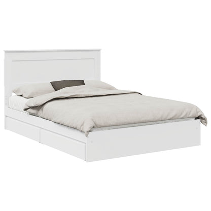 Opslag bed met lade met opslag Wit 140 x 190 cm Bewerkt hout