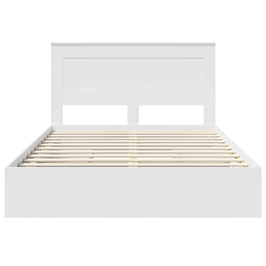 Opslag bed met lade met opslag Wit 140 x 190 cm Bewerkt hout
