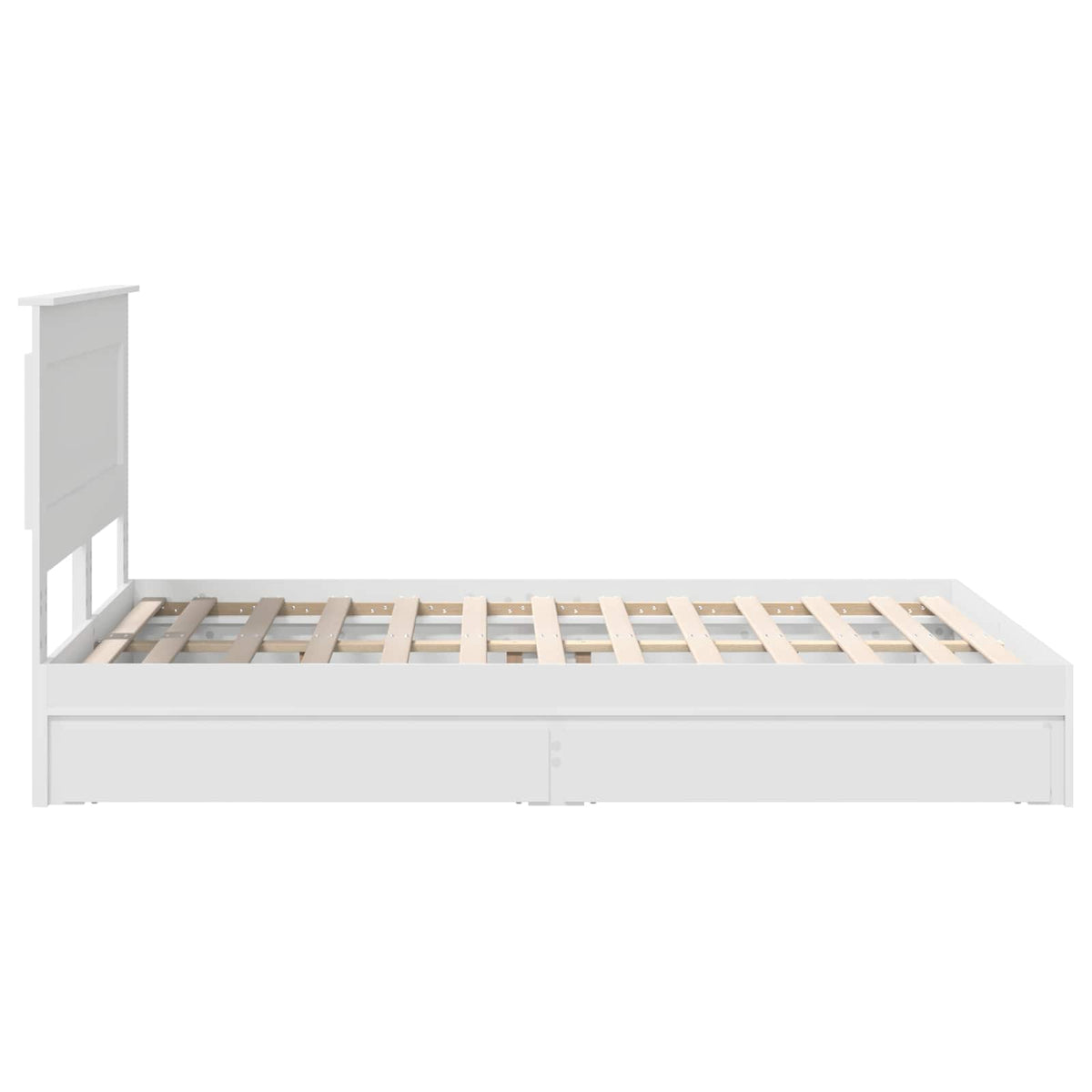 Opslag bed met lade met opslag Wit 140 x 190 cm Bewerkt hout