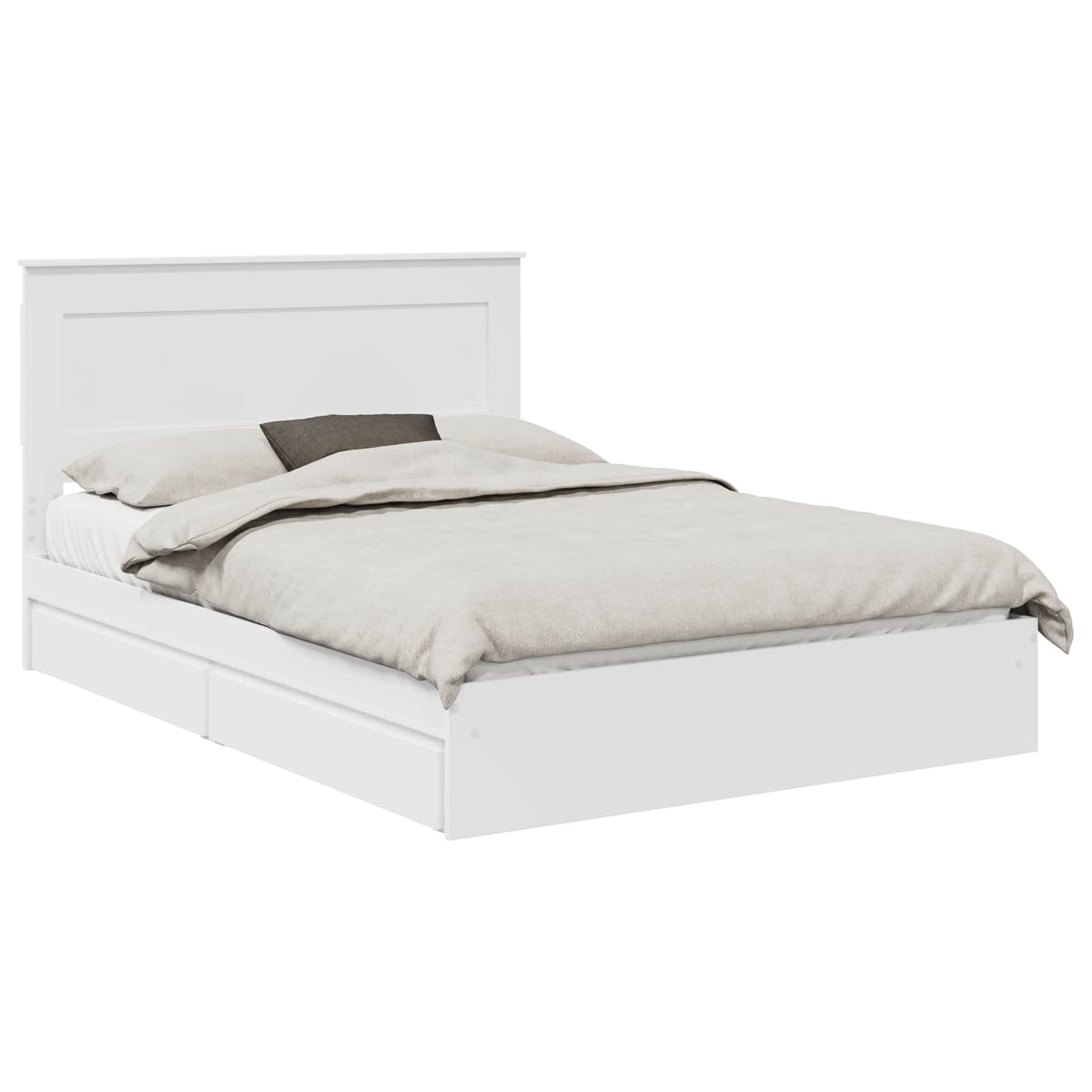 Opslag bed met lade met opslag Wit 140 x 200 cm Bewerkt hout