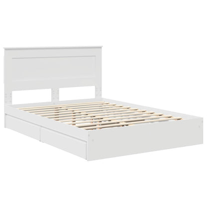 Opslag bed met lade met opslag Wit 140 x 200 cm Bewerkt hout