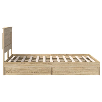 Opslag bed met lade Sonoma Eiken 140 x 200 cm Bewerkt hout