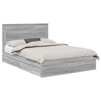 Bedframe met lade Grijs Sonoma 140 x 200 cm Bewerkt hout