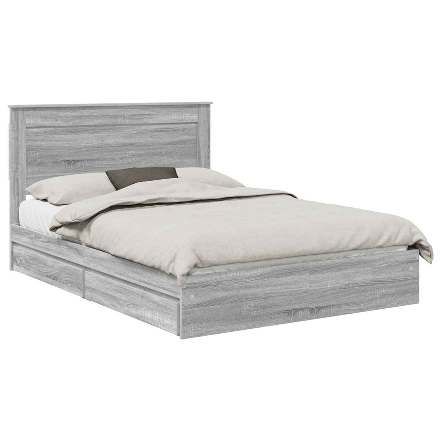 Bedframe met lade Grijs Sonoma 140 x 200 cm Bewerkt hout
