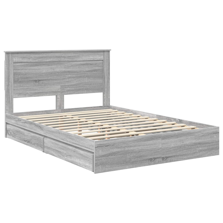 Bedframe met lade Grijs Sonoma 140 x 200 cm Bewerkt hout