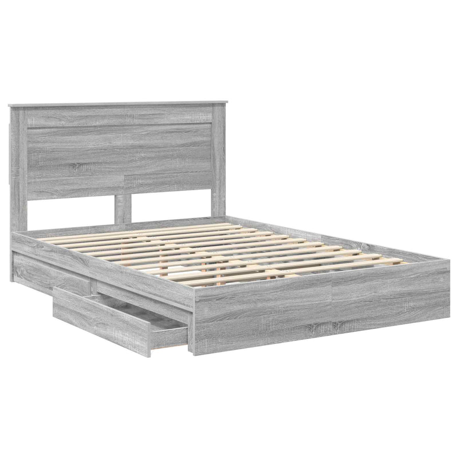 Bedframe met lade Grijs Sonoma 140 x 200 cm Bewerkt hout