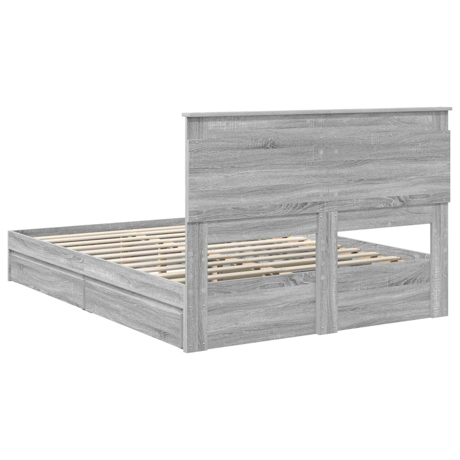 Bedframe met lade Grijs Sonoma 140 x 200 cm Bewerkt hout