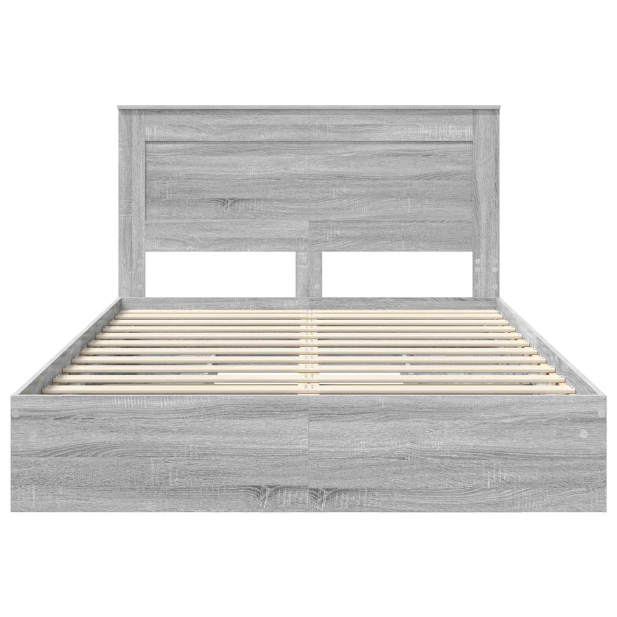 Bedframe met lade Grijs Sonoma 140 x 200 cm Bewerkt hout