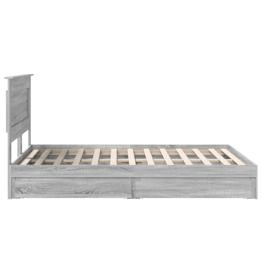 Bedframe met lade Grijs Sonoma 140 x 200 cm Bewerkt hout