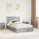 Storage Bed with Headboard Concrete Grey 135 x 190 cm Engineered Wood