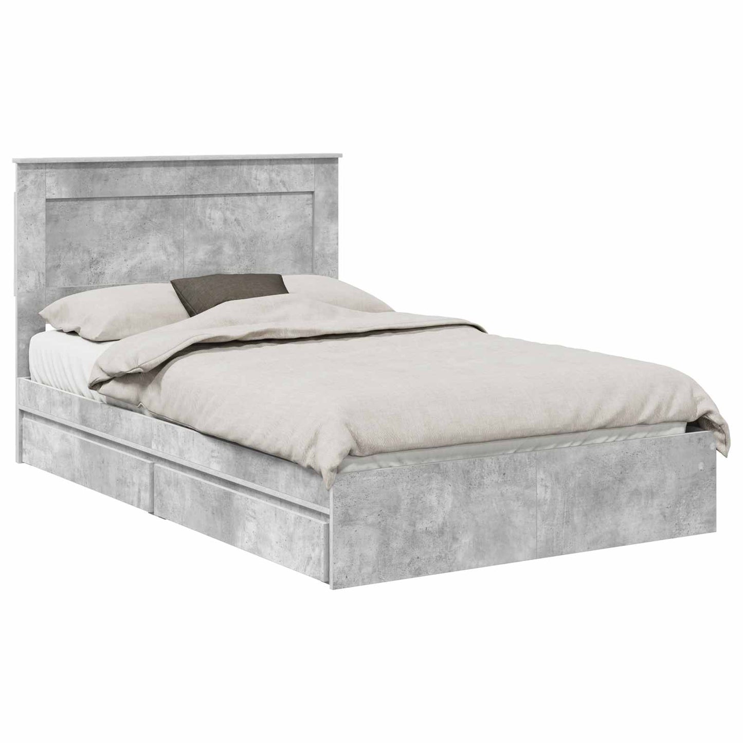 Bedframe met lade Beton Grijs 135 x 190 cm Bewerkt hout