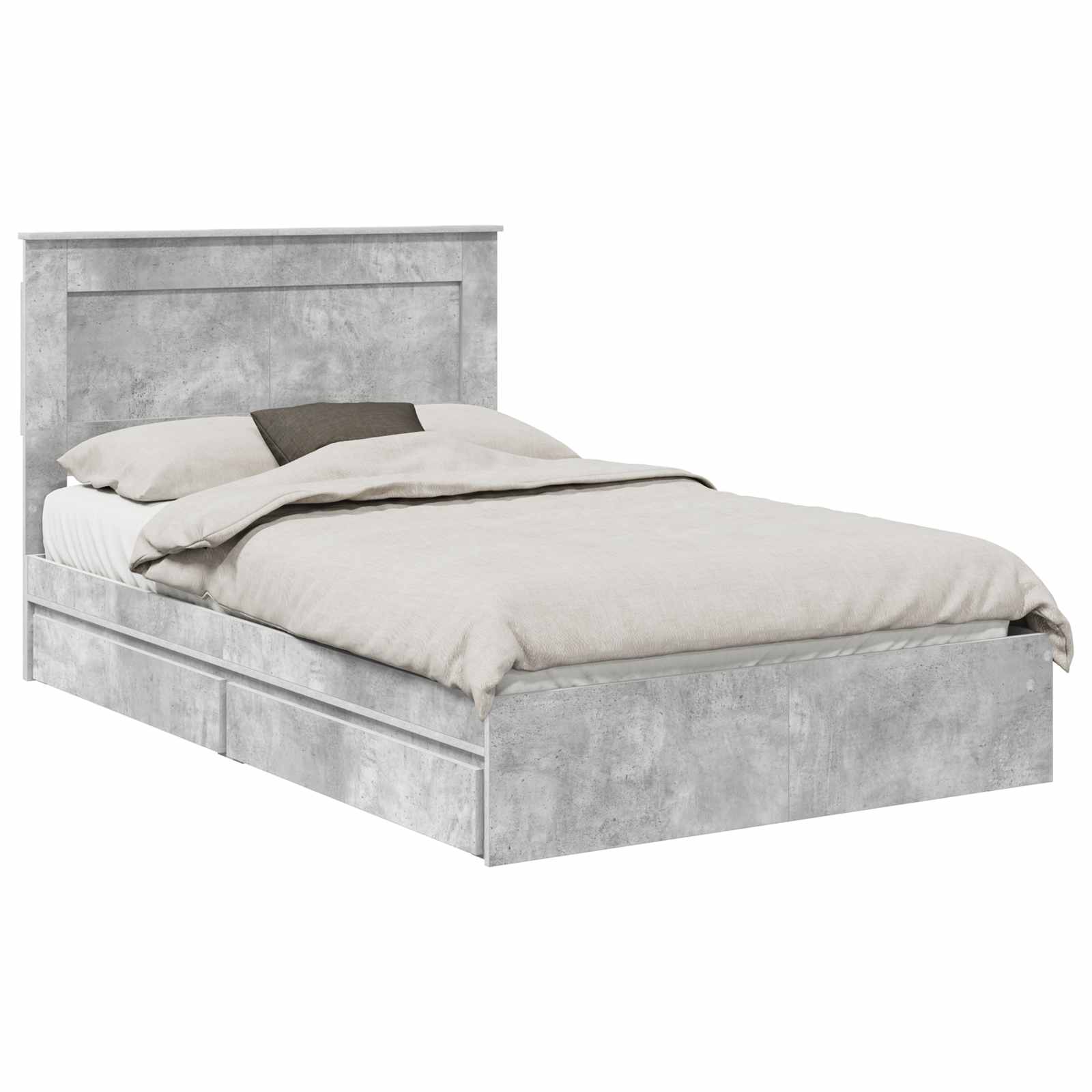 Bedframe met lade Beton Grijs 135 x 190 cm Bewerkt hout