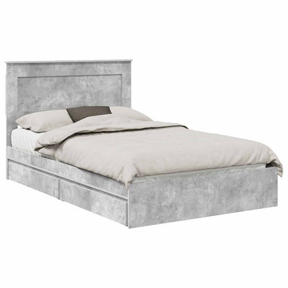 Bedframe met lade Beton Grijs 135 x 190 cm Bewerkt hout