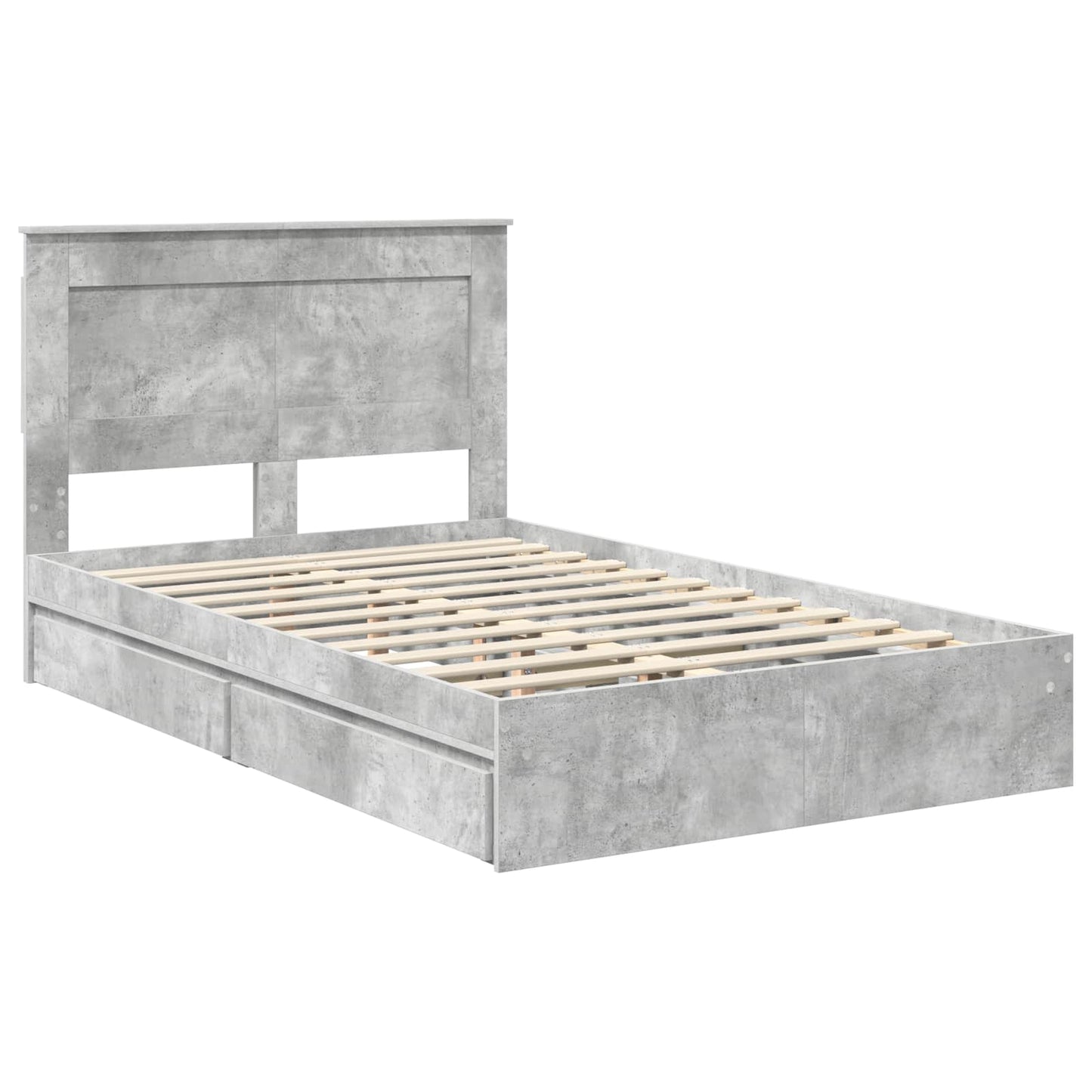 Bedframe met lade Beton Grijs 135 x 190 cm Bewerkt hout