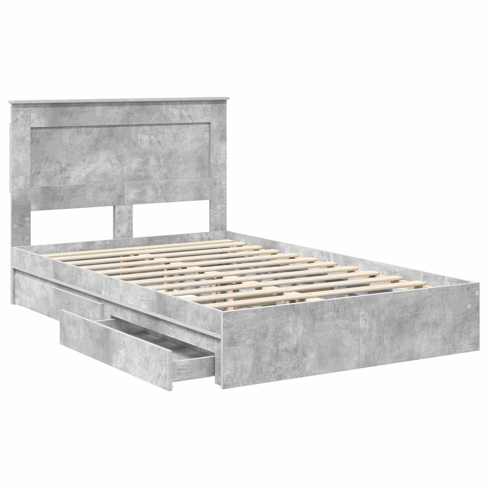 Bedframe met lade Beton Grijs 135 x 190 cm Bewerkt hout