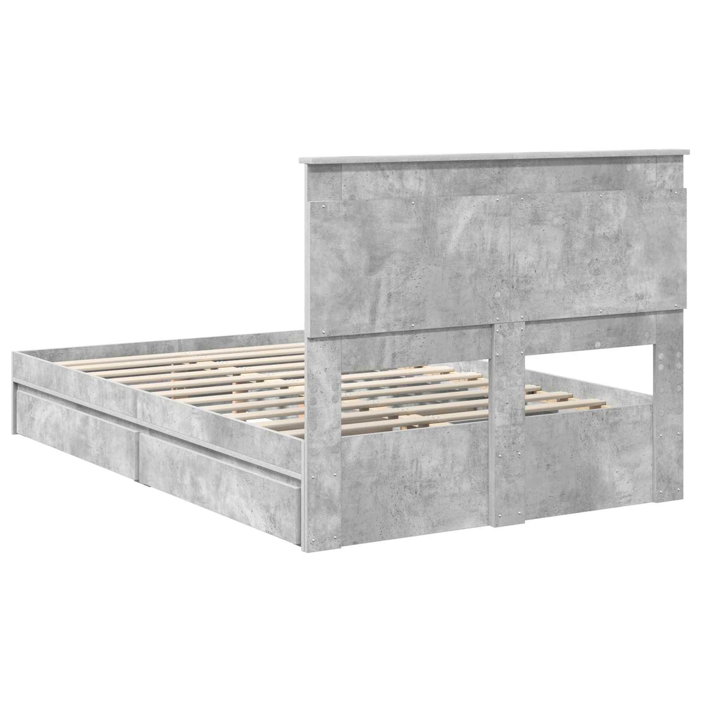 Bedframe met lade Beton Grijs 135 x 190 cm Bewerkt hout